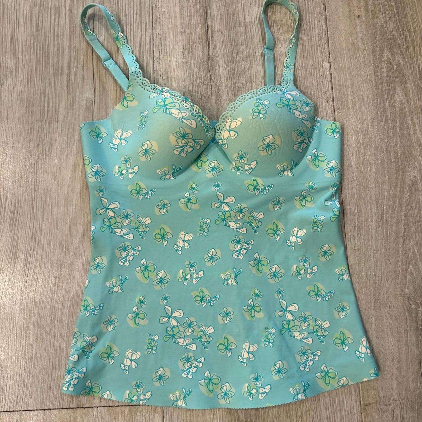 Victoria's Secret Blue Floral Stretchy Corset Top. Size 34b